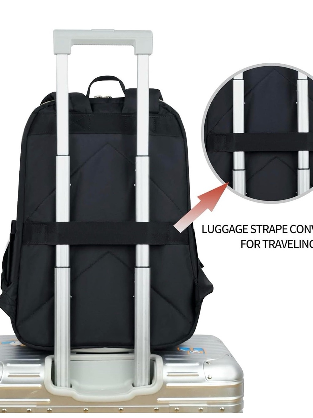 Black Quilted Multi-Compartment Backpack - Picture 5 of 9